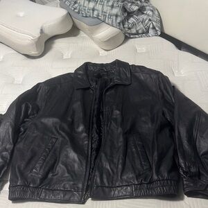 Croft & Barrow Men's Black Leather Bomber Jacket